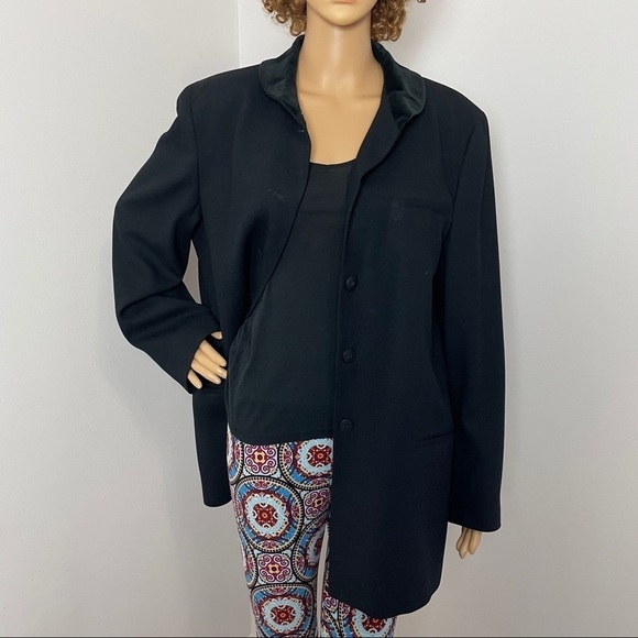 American Made Vintage Wool Blazer – Black, Size 14 - Picture 2 of 11